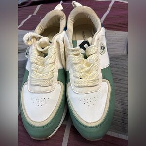 Parchita Green and White Women's Sneakers. Size 10.
